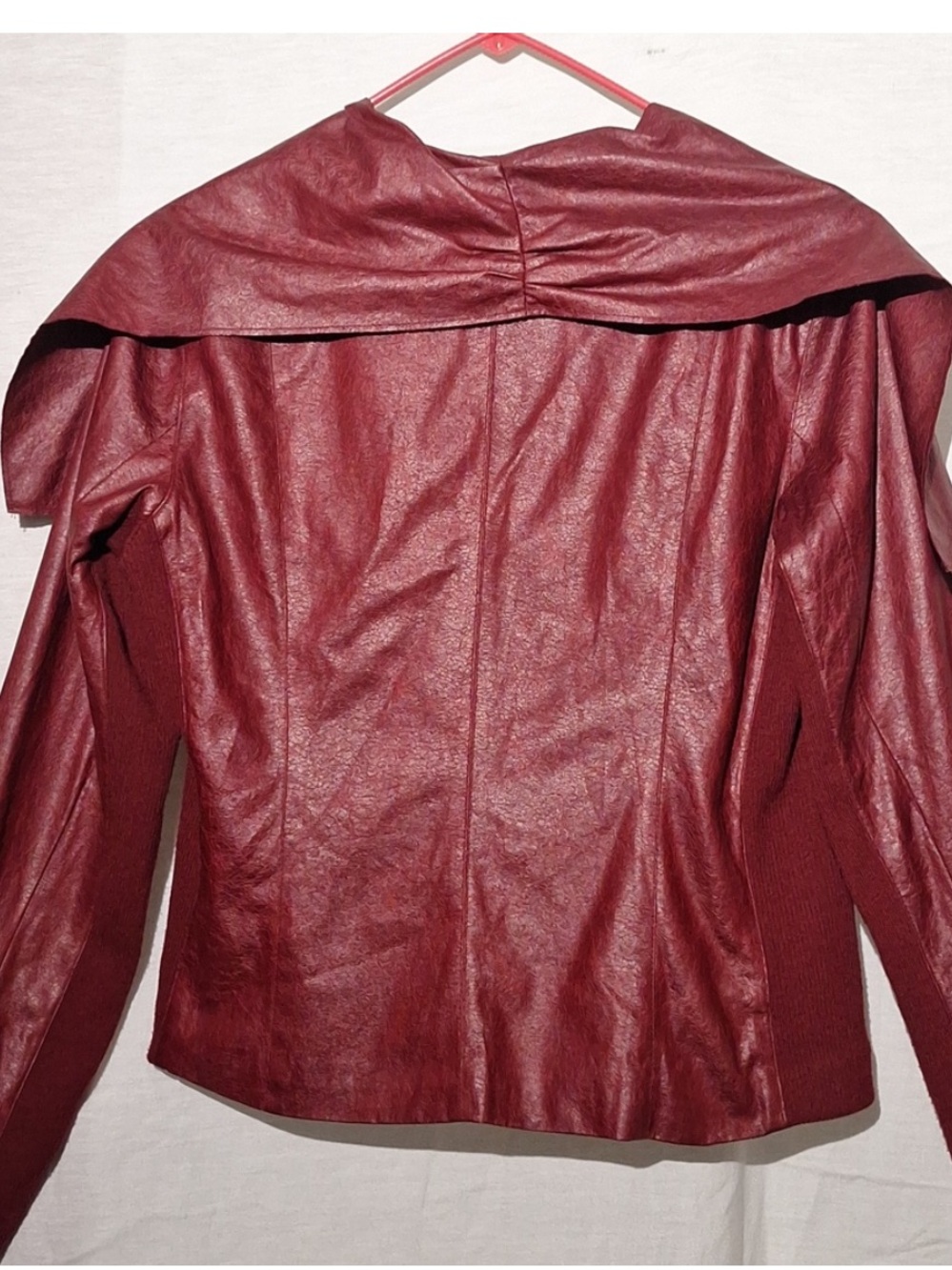 Bagatelle,Wine Cropped Bomber Jacket, Vegan Leather,Glam,Biker,Size 8 - Picture 2 of 10